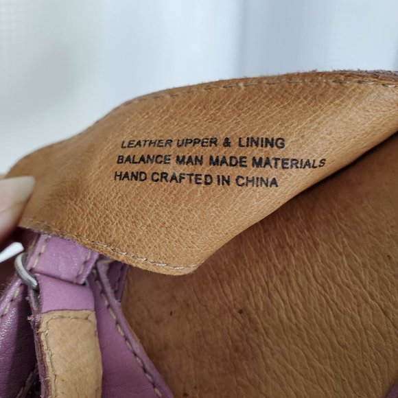 Born Handcrafted Footwear Size 8/39 Leather Wedge Sandals Heels Straps Purple - Picture 15 of 16